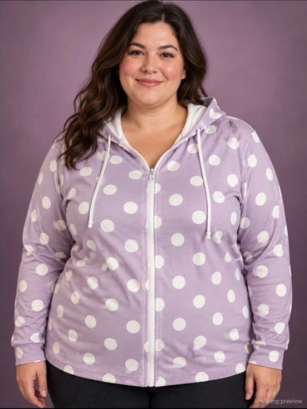 Source Unknown Lavender Polka Dot Zip Hoodie